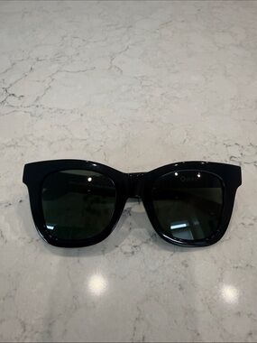Quince “Tatum” black Sunglasses with Dark Green Lenses - oversized fit